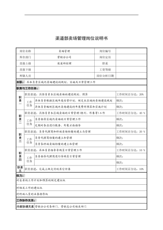 奥康集团渠道部卖场管理岗位说明书
