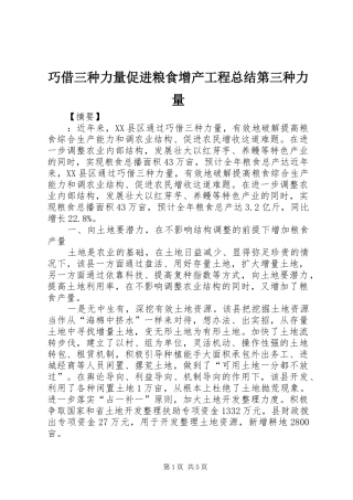巧借三种力量促进粮食增产工程总结第三种力量