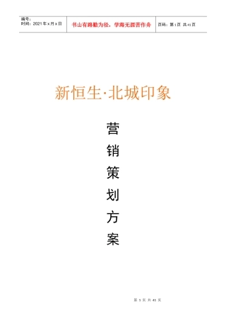 《合肥新恒生北城印象营销策划方案》
