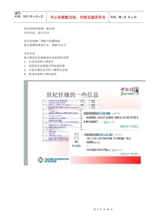 世纪佳缘营销推广建议案