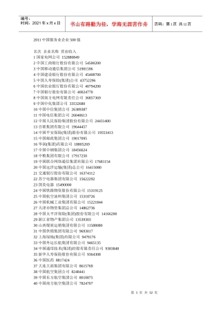 XXXX中国服务业企业500强(1)