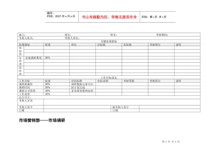 市场营销部市场调研绩效考核表