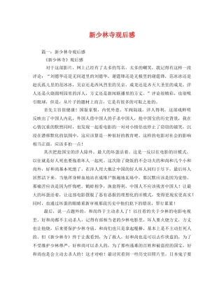 新少林寺观后感 