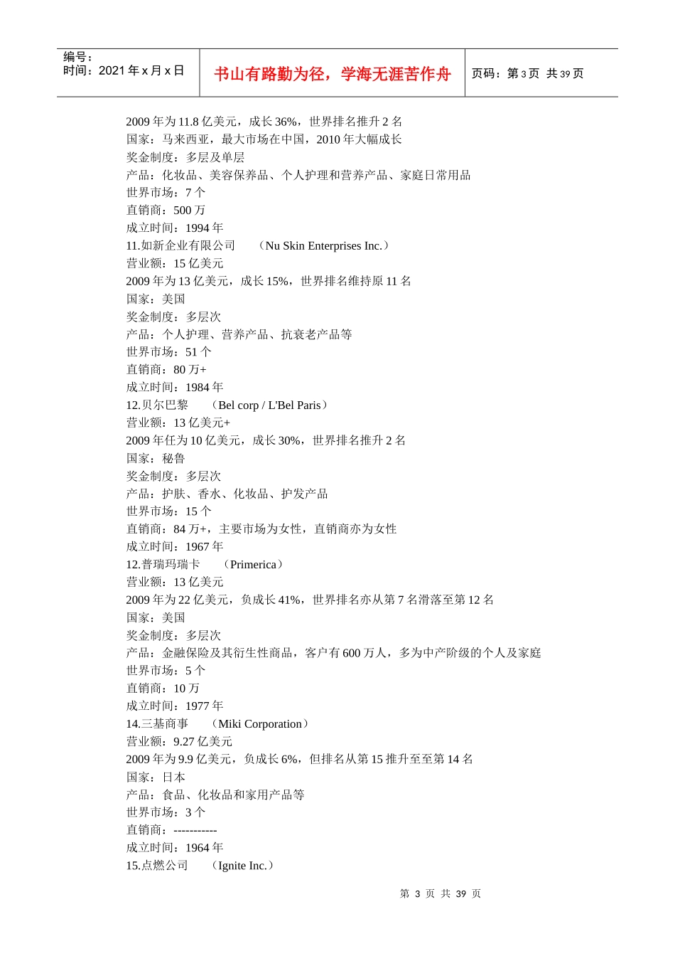 XXXX世界百大直销公司年营业额排行榜_第3页