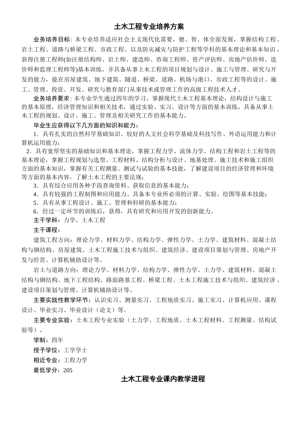 土木工程专业培养方案_第1页