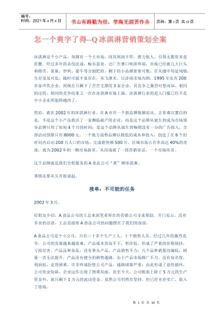 冰淇淋行业营销策划全案