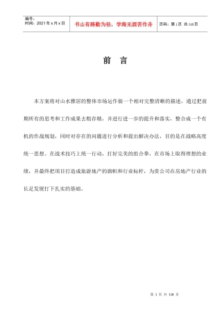 三亚山水雅居整体营销策划报告-110DOC