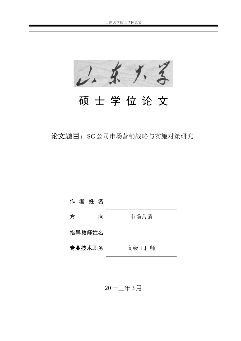SC公司市场营销战略与实施对策研究_第1页