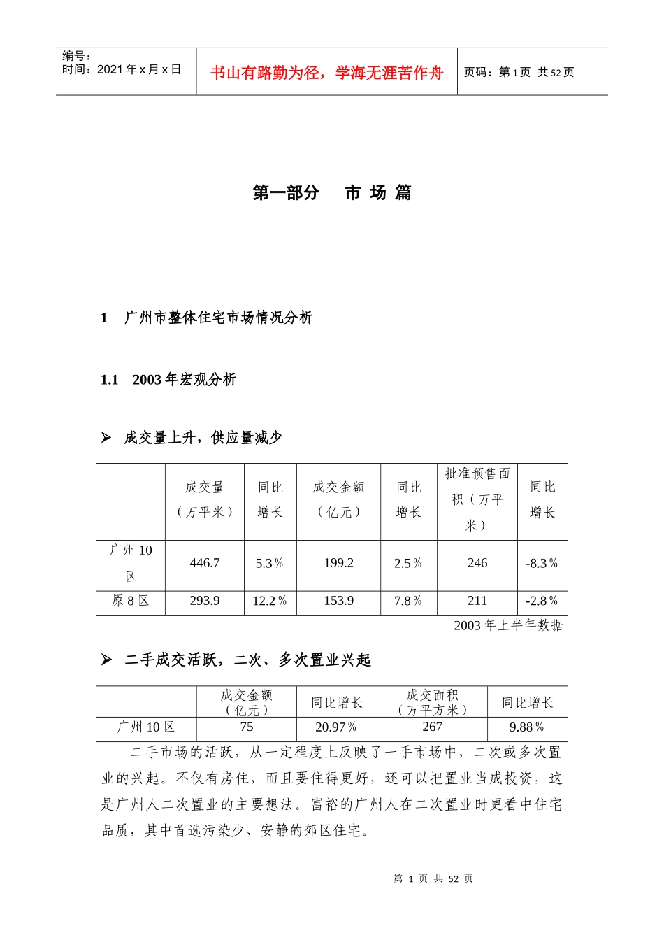 广州市住宅区宏观市场情况分析_第1页
