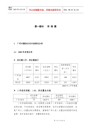 广州市住宅区宏观市场情况分析