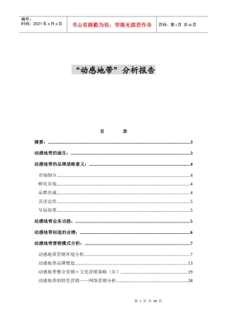 “动感地带”市场营销报告