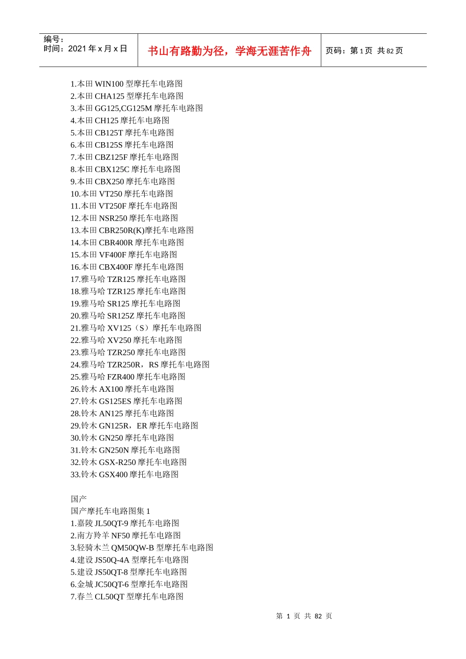 193种进口国产摩托车电路图_第1页