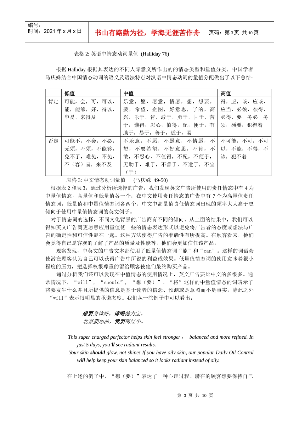 中英文广告中责任情态人际意义的对比分析_第3页