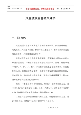 凤凰城营销策划书