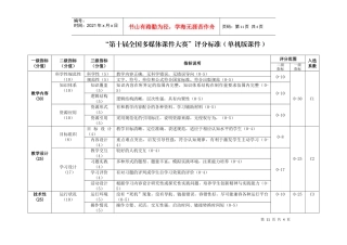 “第十届全国多媒体课件大赛”评分标准-表1优秀音视频媒
