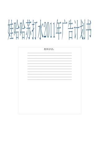 娃哈哈无汽苏打水广告计划书范本