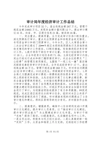审计局年度经济审计工作总结