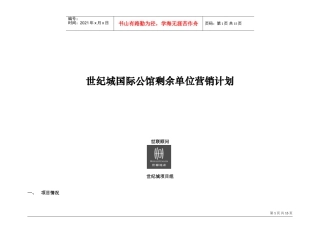 世联世纪城国际公馆剩余单位营销计划(DOC16页)