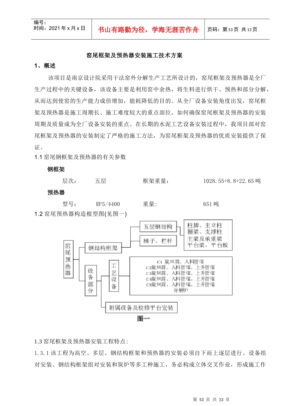 南京设计院窑尾框架及预热器(圆管)安装施工方案--mimi121.doc_第1页