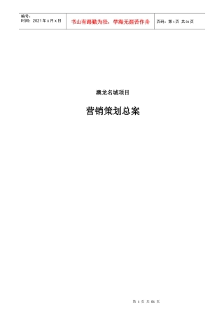 成都奥龙名城全程营销策划总案80页