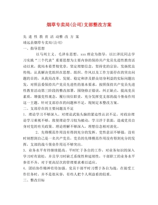 烟草专卖局(公司)支部整改方案 