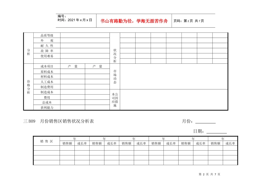 企业管理表格-营销管理B横表格_第2页