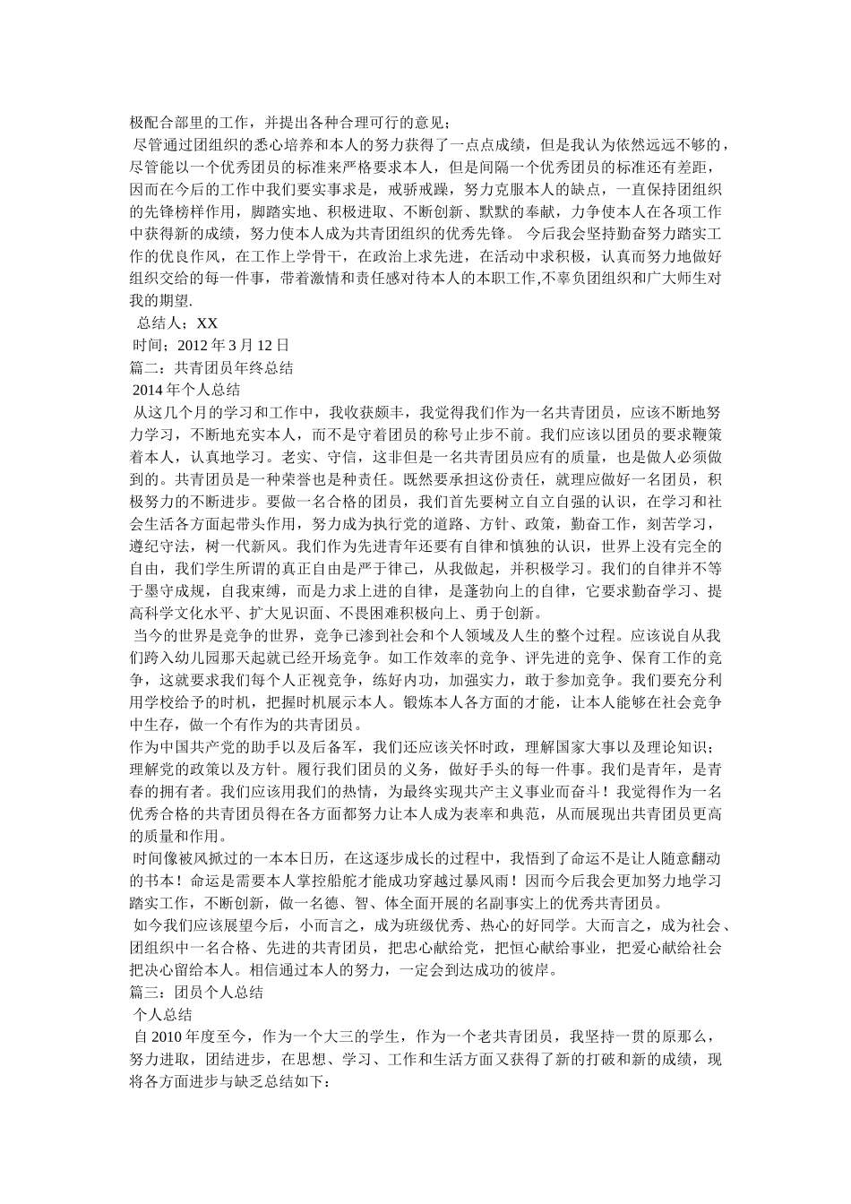 团员年度小结 _第3页