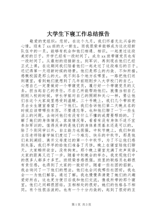 大学生下寝工作总结报告
