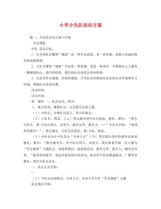 小学少先队活动方案 