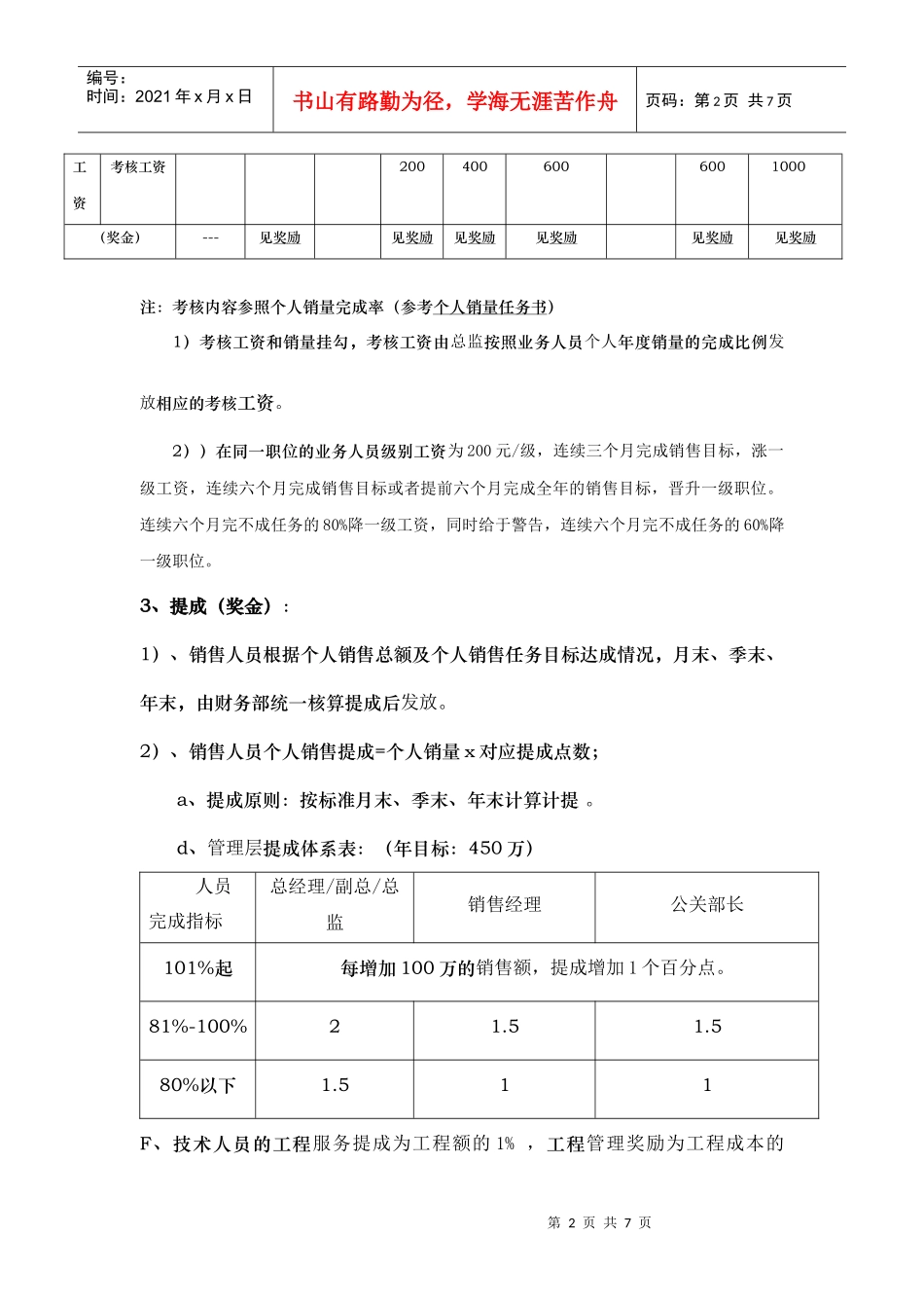 信一公司销售中心薪资制度_第2页