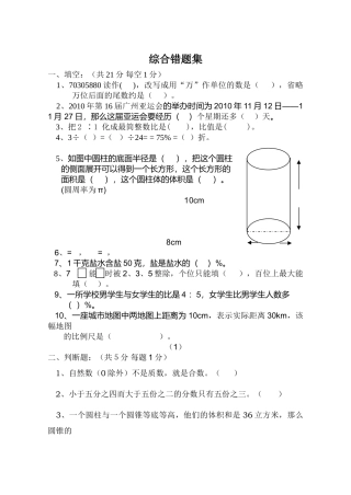 小升初数学综合错题集人教版 