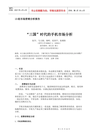 13市场营销报告手机市场分析