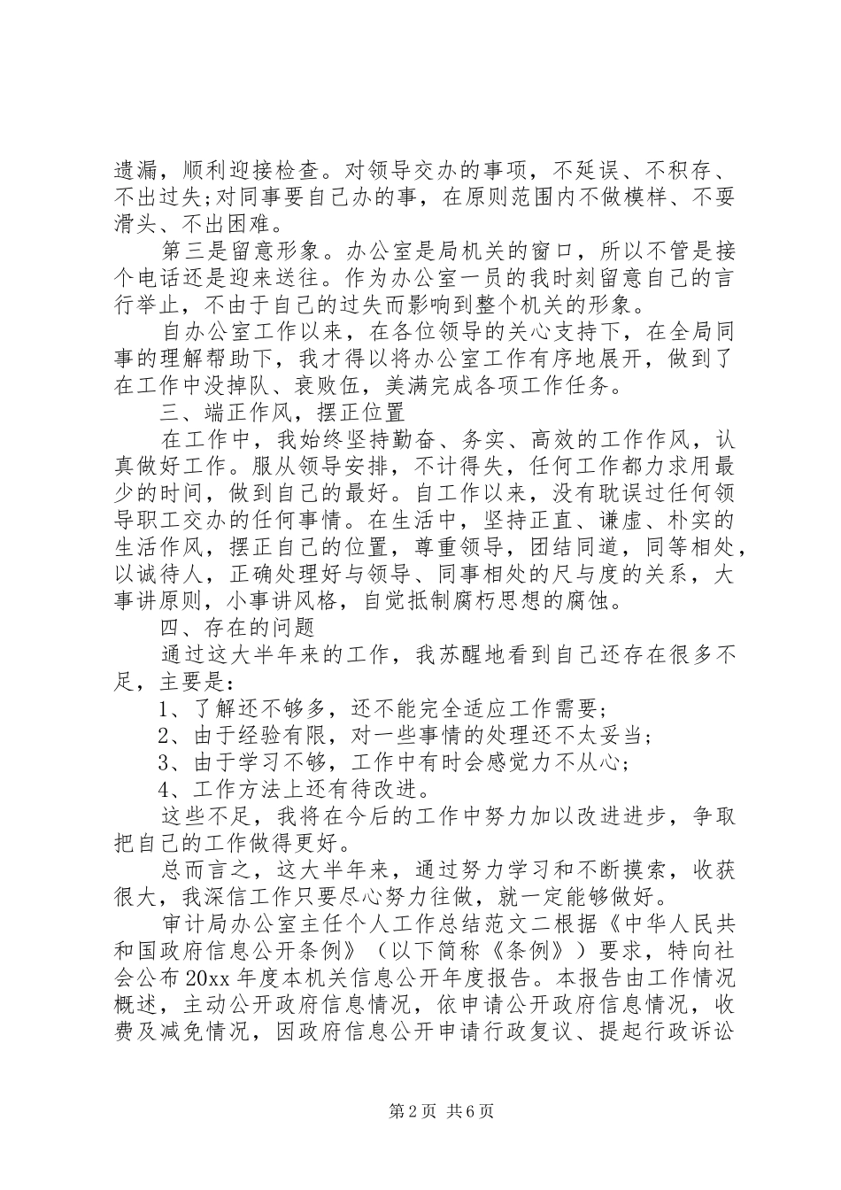 审计局个人工作总结审计局办公室主任个人工作总结报告_第2页
