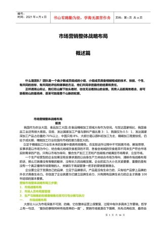 企业生产营销管理暨整体战略布局