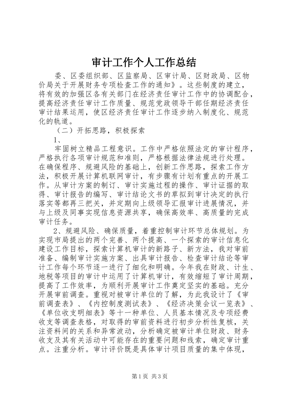 审计工作个人工作总结_第1页