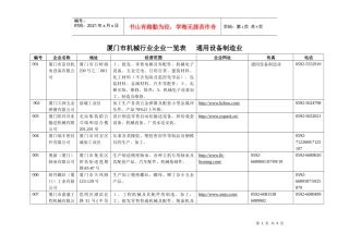 厦门市机械行业名录通用设备制造类1下载-厦门市机械行业