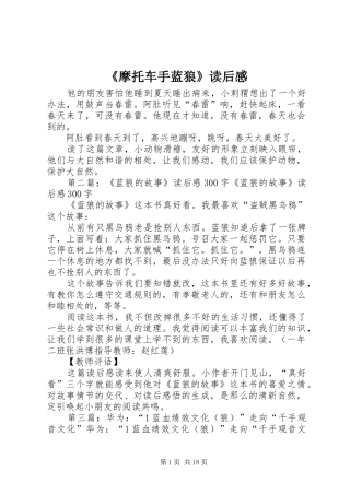 《摩托车手蓝狼》读后感
