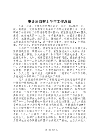 审计局监察上半年工作总结