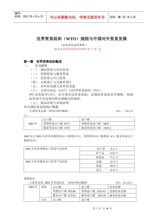 世界贸易组织规则与中国对外贸易发展