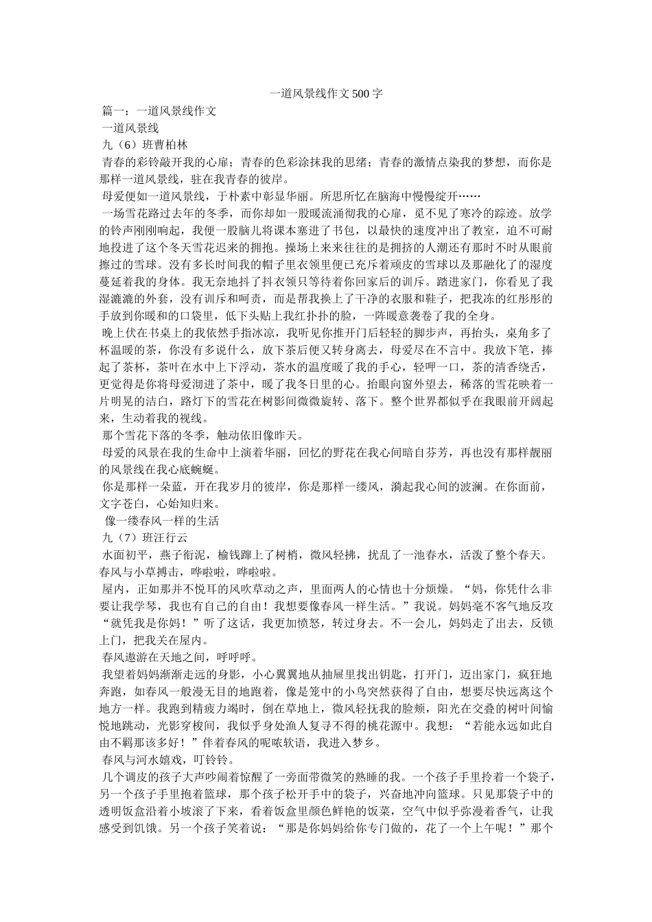 一道风景线作文500字 _第1页