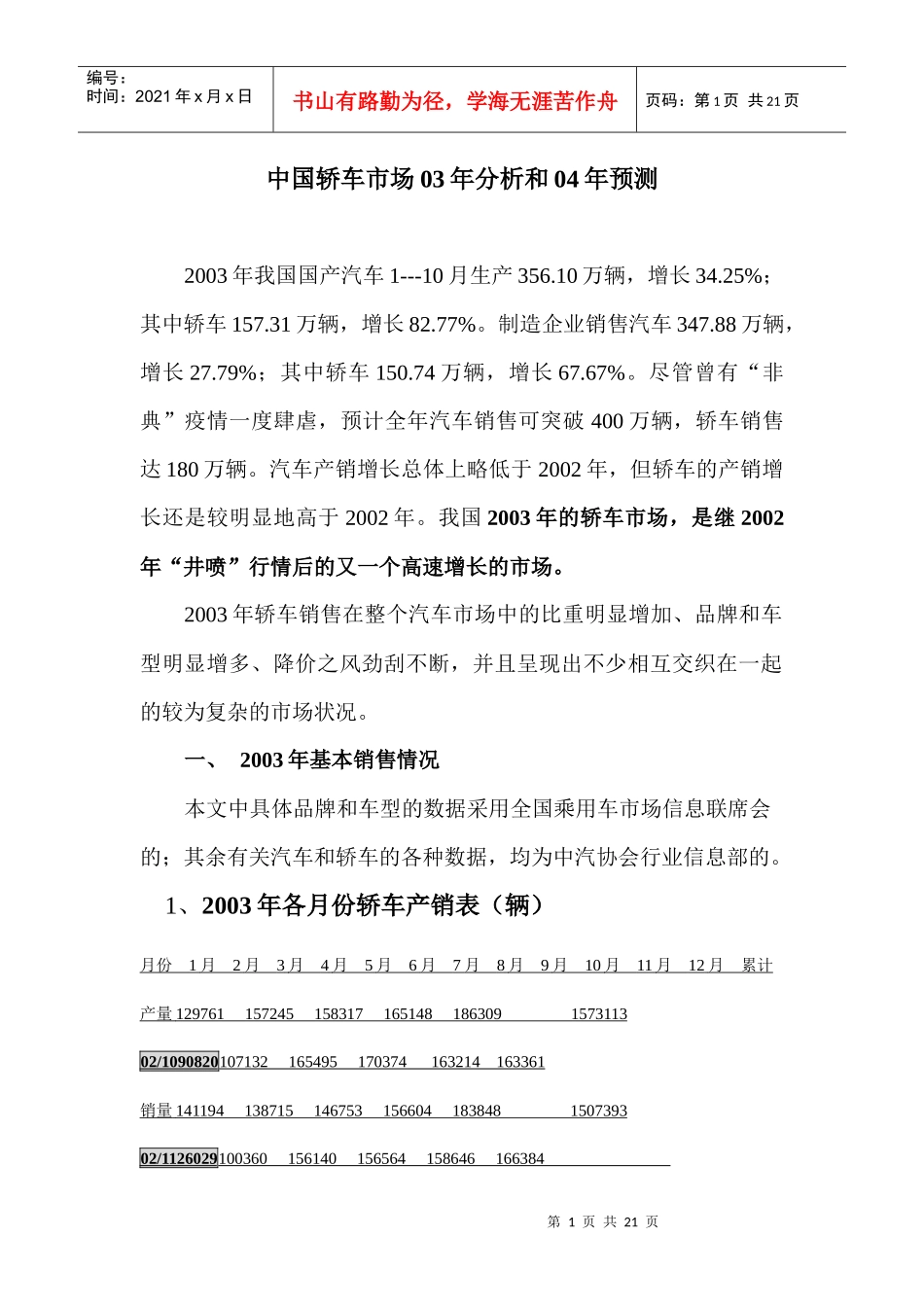 中国轿车市场年度分析及预测_第1页