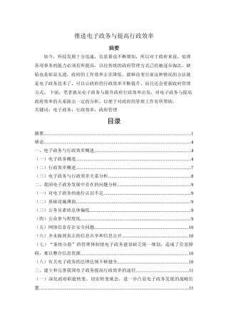 推进电子政务与提高行政效率+论文 