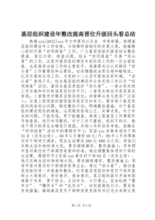 基层组织建设年整改提高晋位升级回头看总结