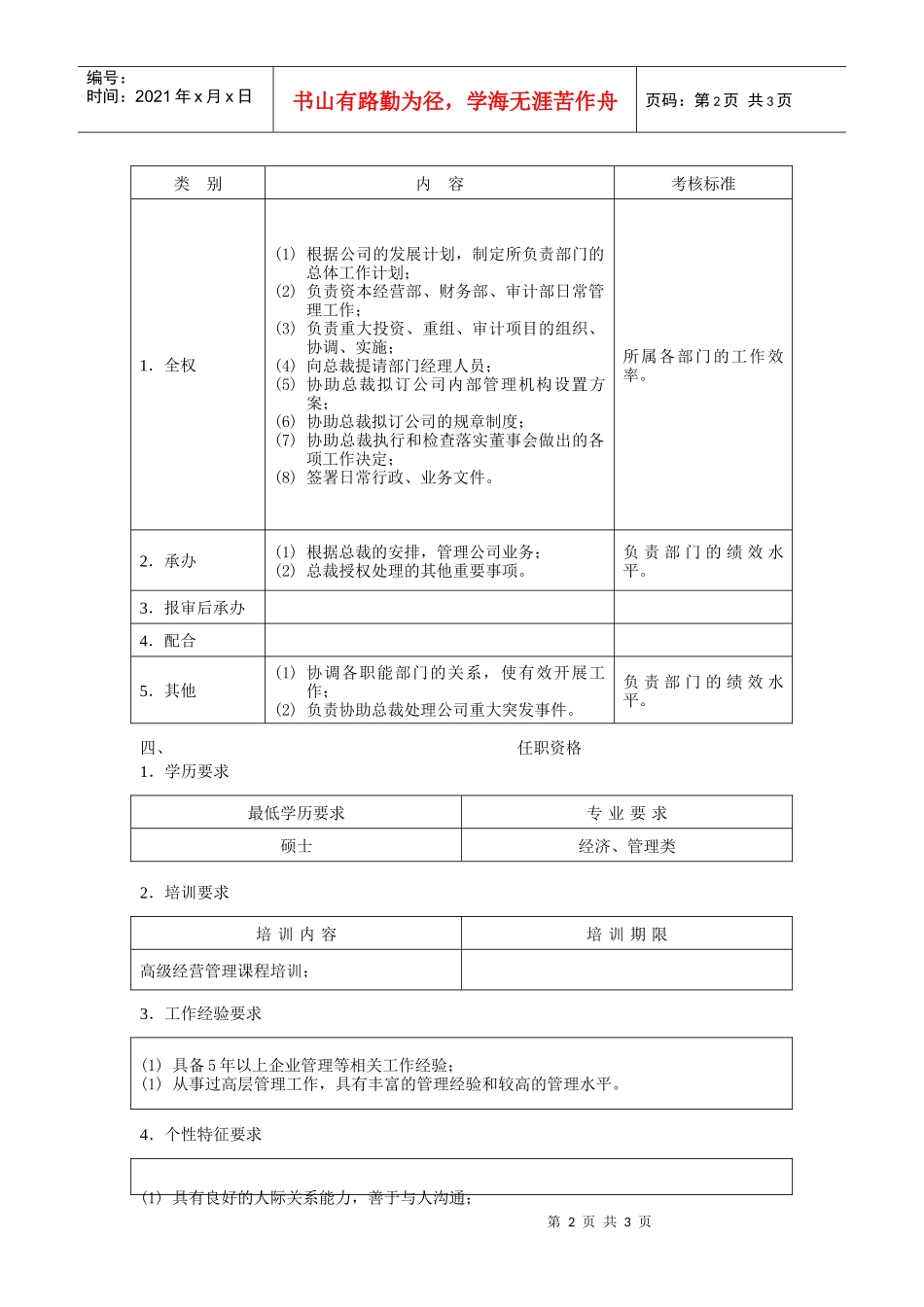 副总裁（业务）职位说明书_第2页