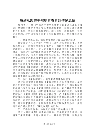 廉洁从政若干准则自查自纠情况总结