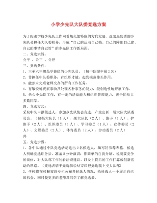小学少先队大队委竞选方案 
