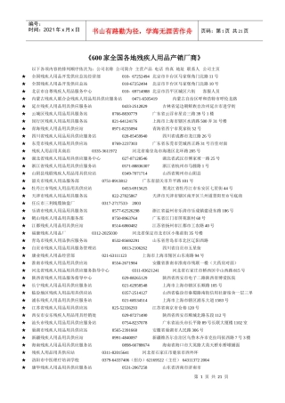 600家全国各地残疾人用品产销厂商