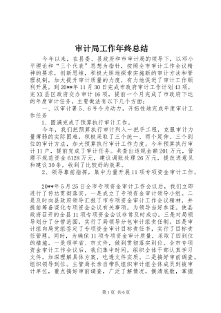 审计局工作年终总结