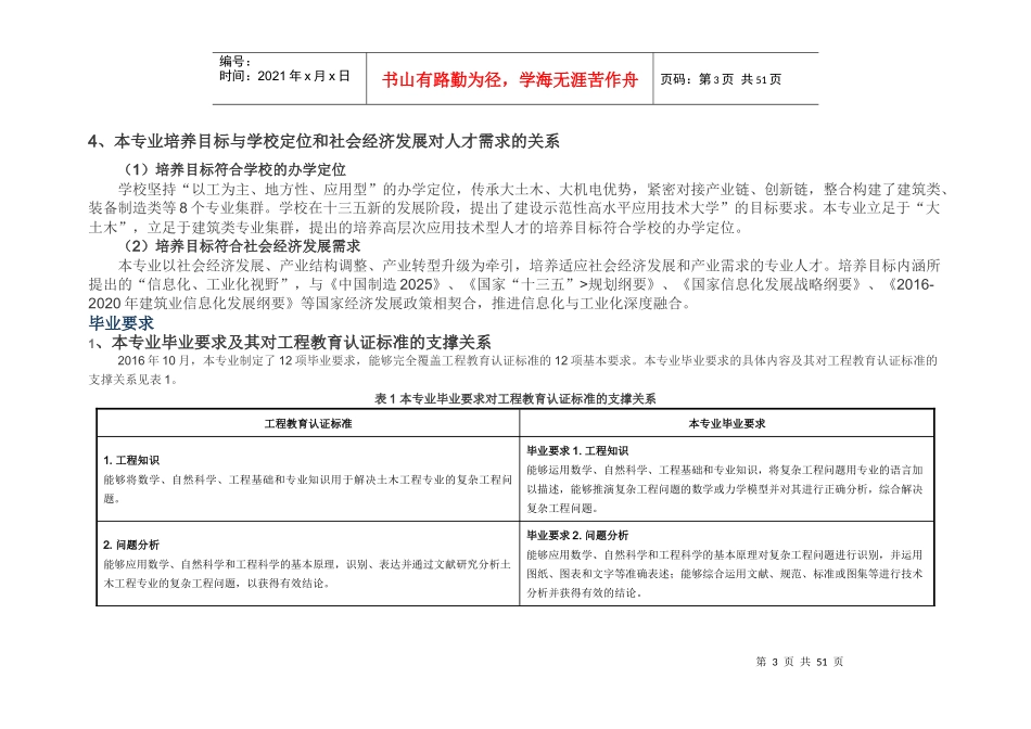 土木工程专业培养方案-福建工程学院_第3页