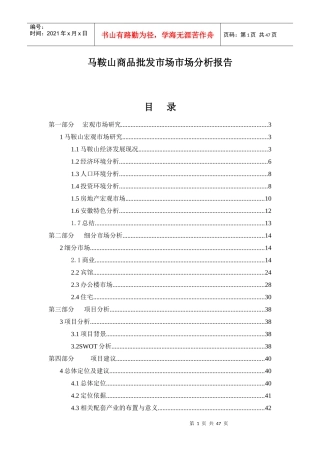 i马鞍山商品批发市场市场分析报告